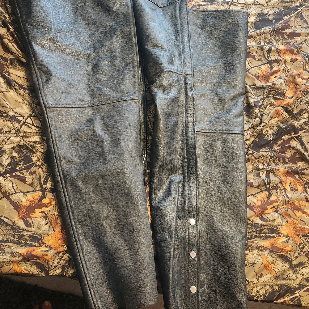 Men's Black Leather Chaps